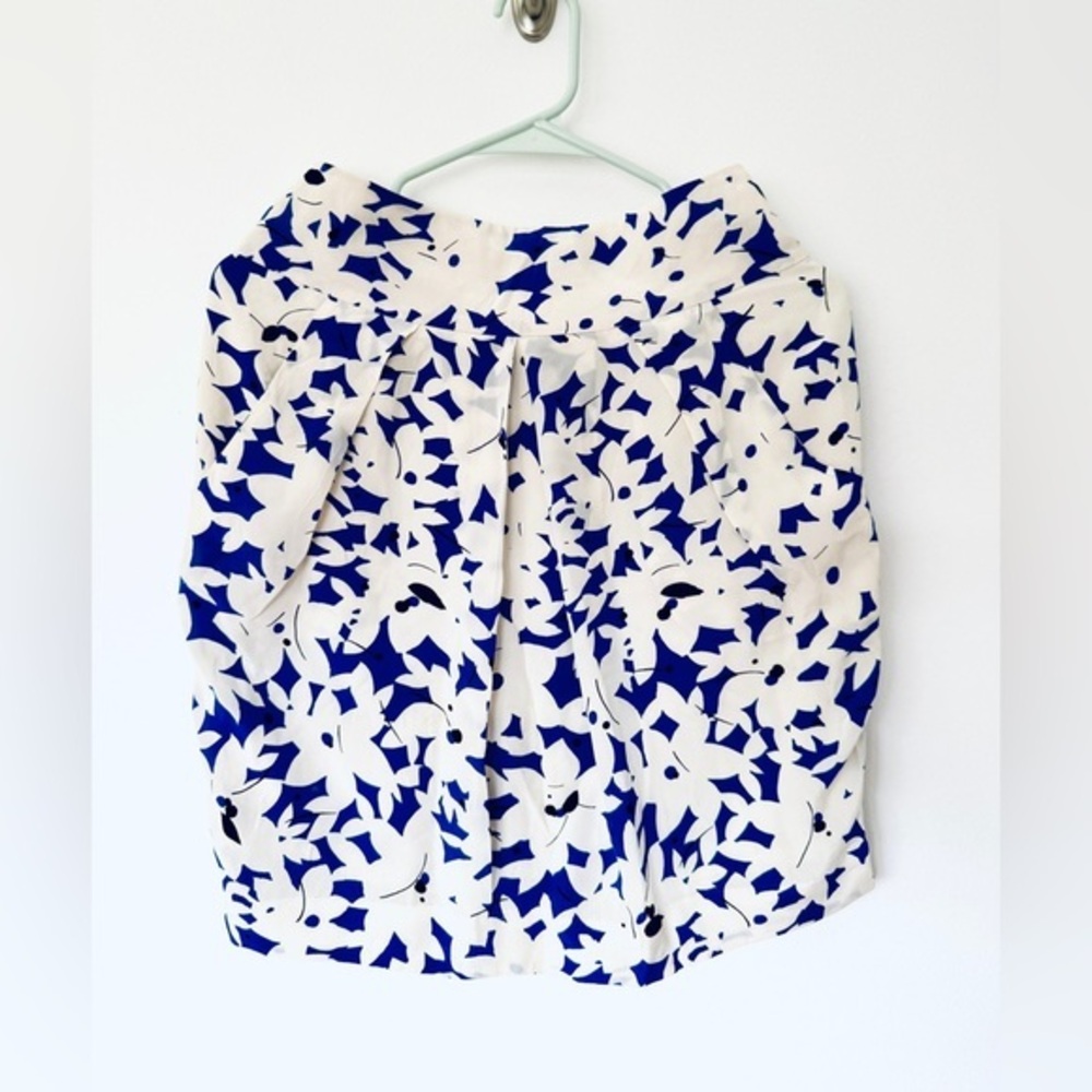 Anthropologie Odille Bubble Skirt in Blue and White Floral